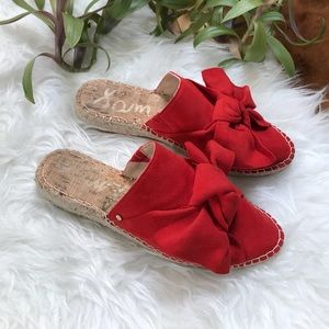 Sam Edelman Red Suede Lydia Espadrilles Mules